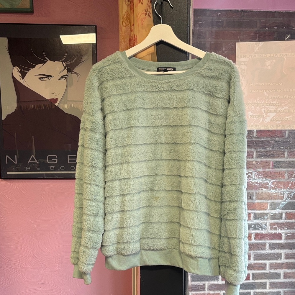 Steve Madden Light Green Textured Crewneck Sweater